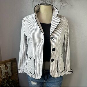 Talbots Black and White Knit Blazer with Structured Silhouette
